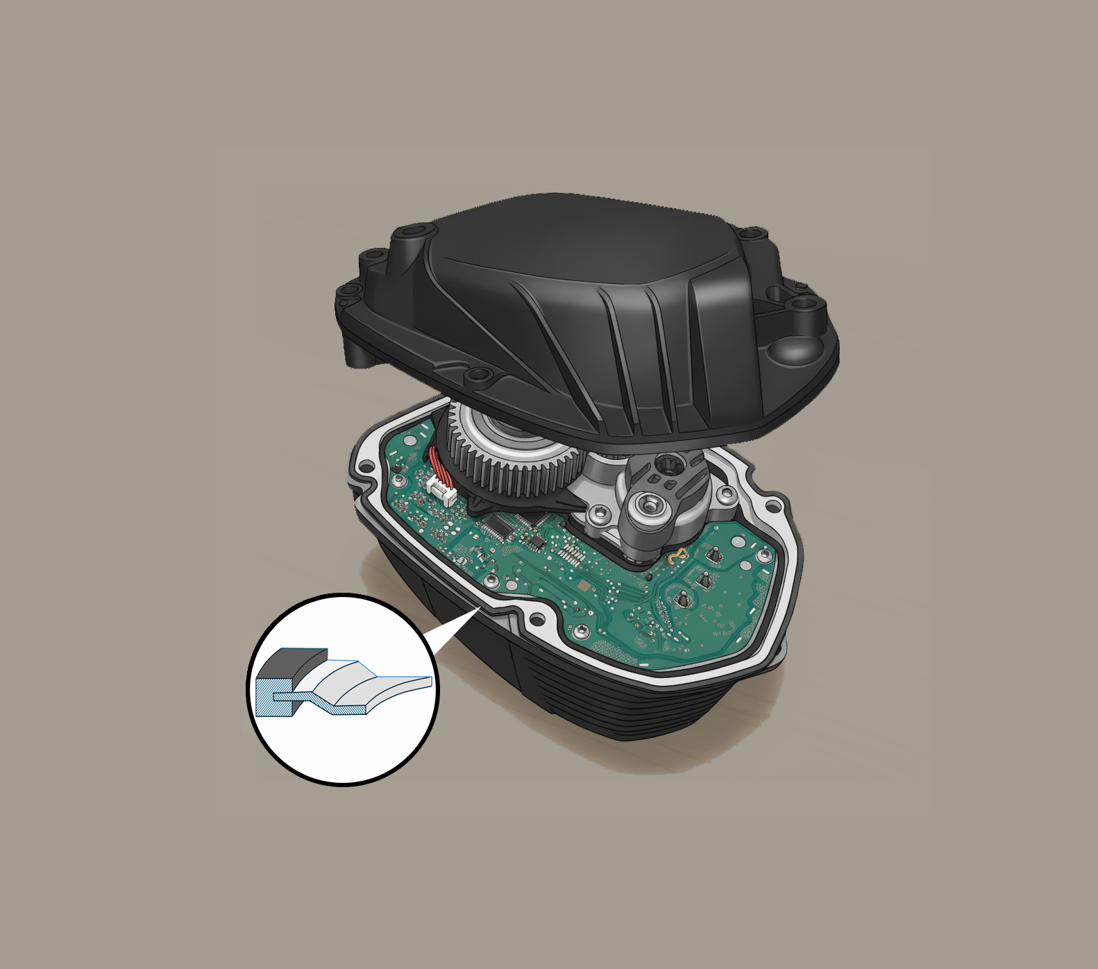 Dichtungskonzept eBike Mittelmotor – Metallsickendichtung